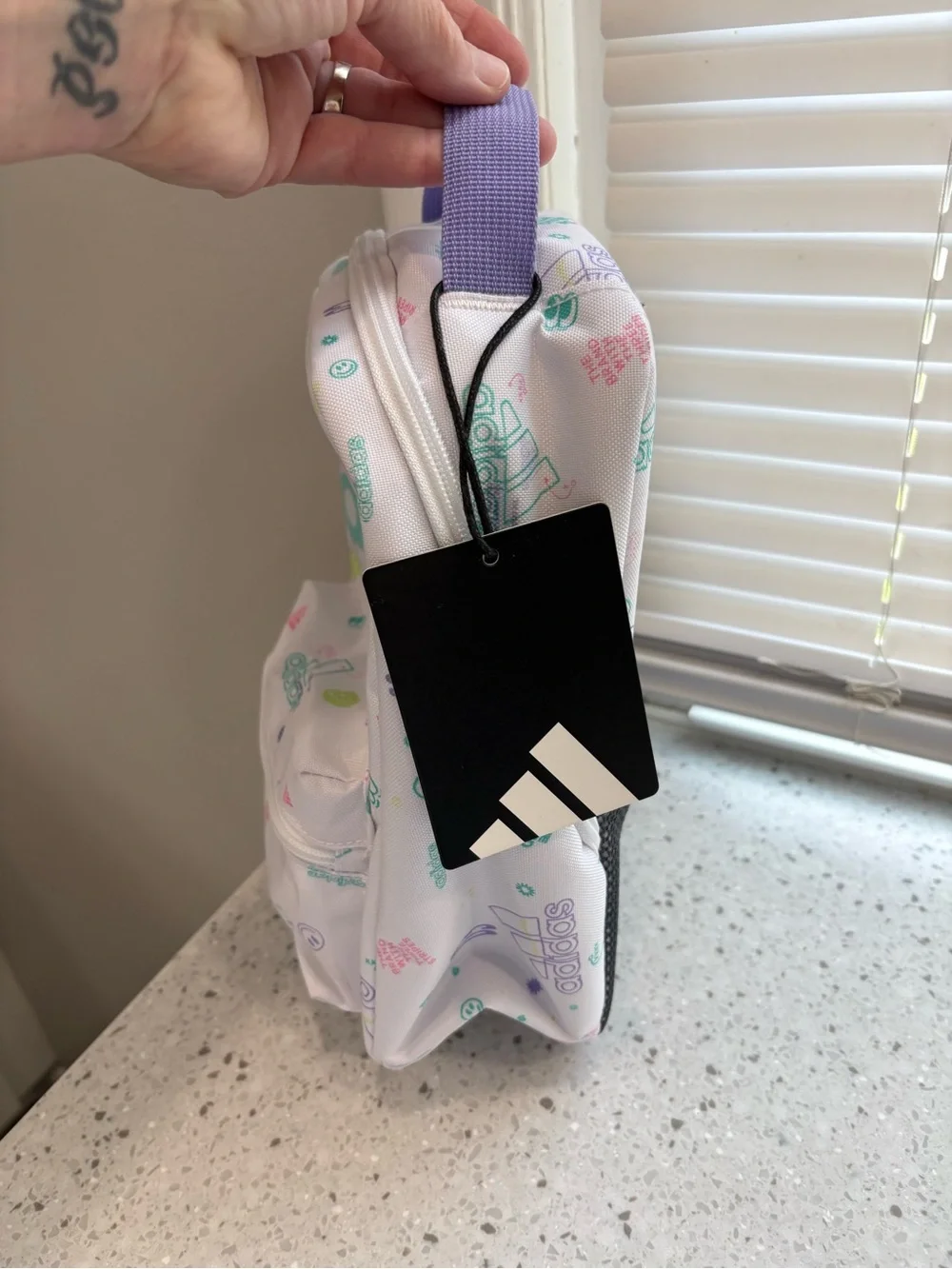 NWT Adidas Quintero Lunch Bag with Teal, Purple & Pink Accents